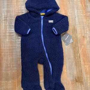Eddie Bauer Baby Sherpa Fleece Bunting Hooded One-Piece 3–6M Blue Warm